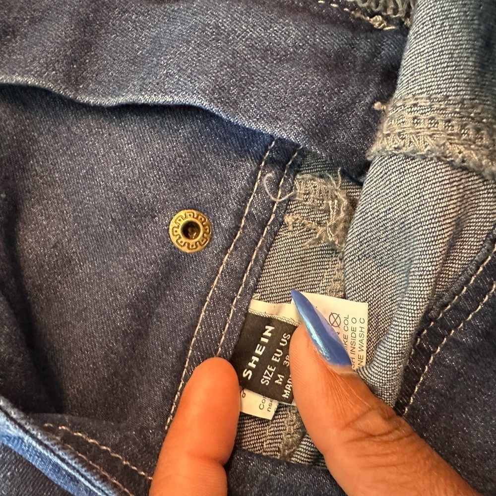 Blue Denim Mini Skirt with Gold Accents - Picture 3 of 3